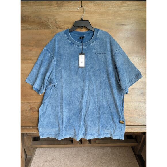 G-Star Indigo Boxy Tee Shirt Mens XL Blue Short Sleeve Crew Neck Pullover NWT - Picture 1 of 4